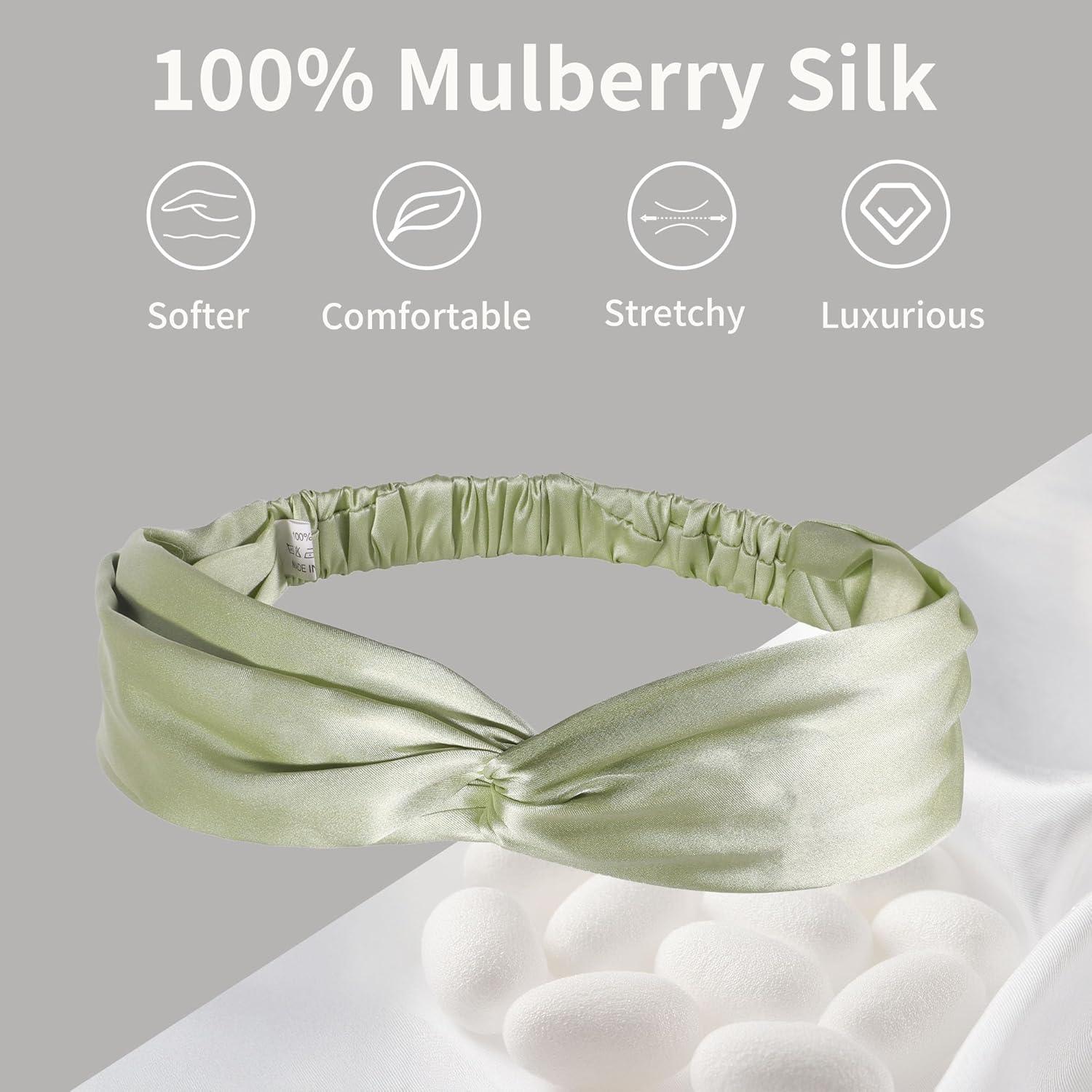 Cinta para la cabeza de seda de morera ZLYC elástica 8.5 cm