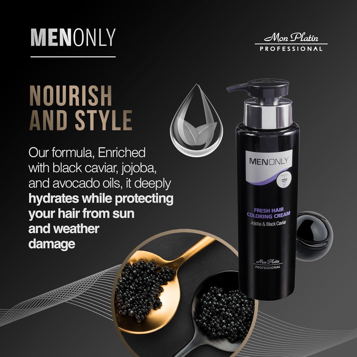 Crema de Coloración para Cabello Caviar Negro Mon Platin