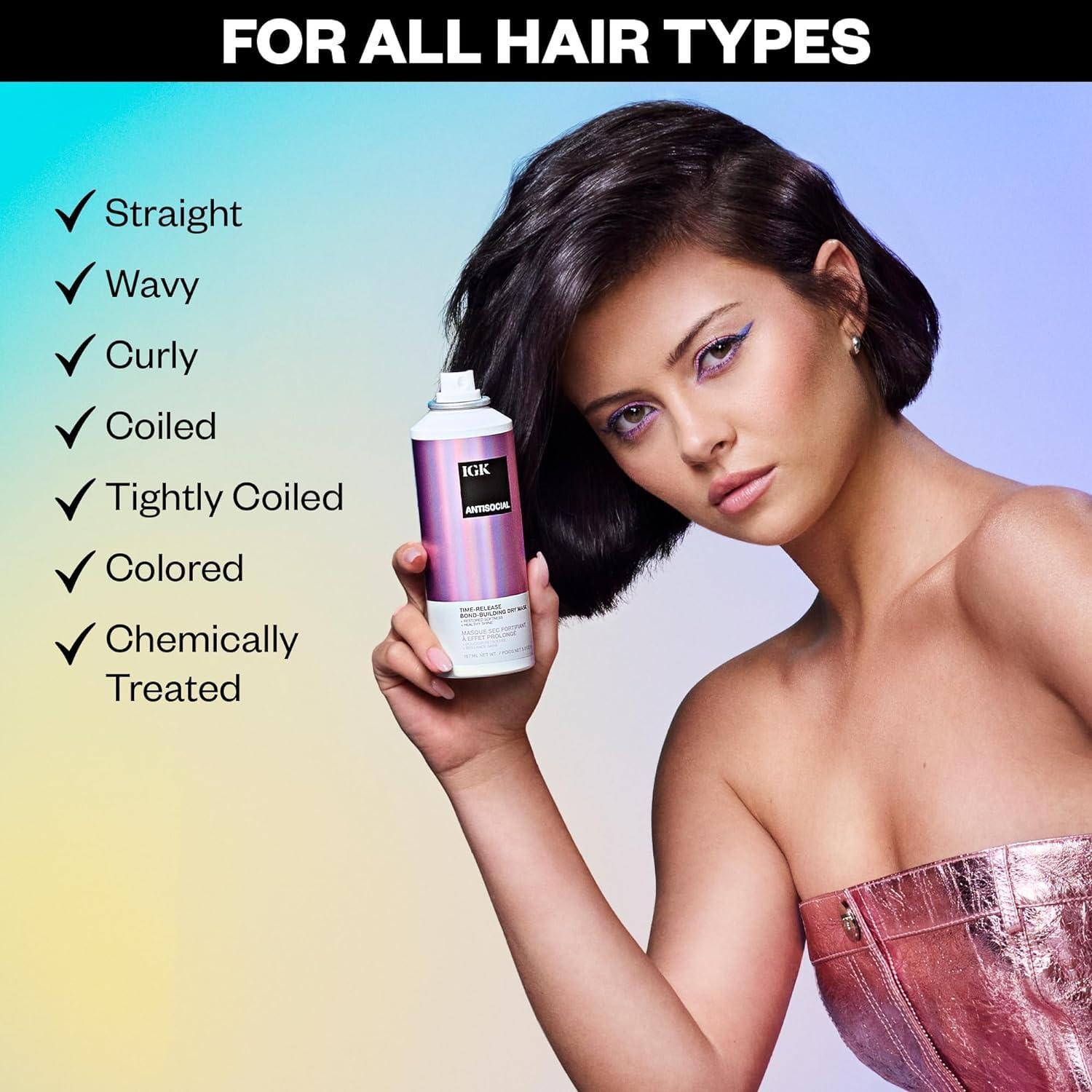 Mascarilla IGK Antisocial para Cabello Seco 147.87 ml + 50.25 ml