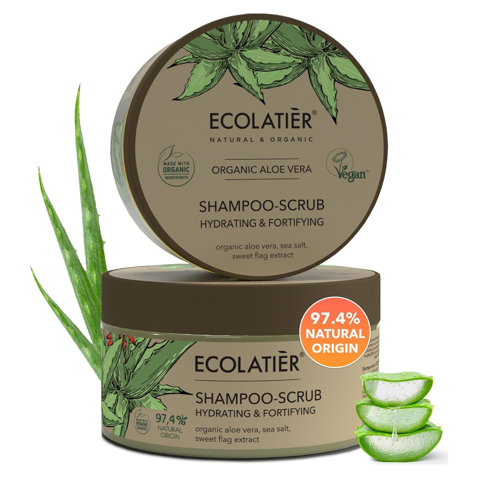 Champú Scrub Orgánico Ecolatier con Aloe Vera 340g - Hidratante y Exfoliante