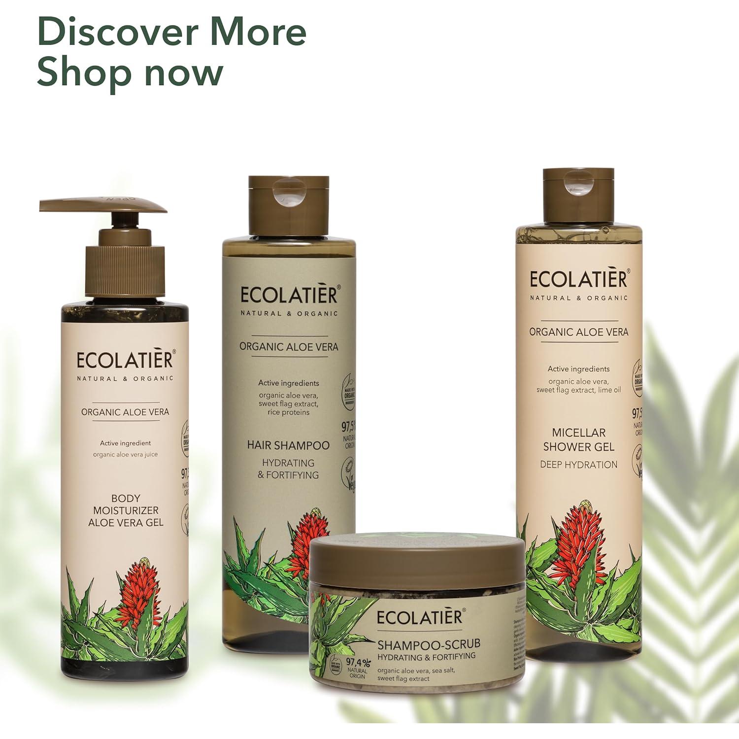 Champú Scrub Orgánico Ecolatier con Aloe Vera 340g - Hidratante y Exfoliante