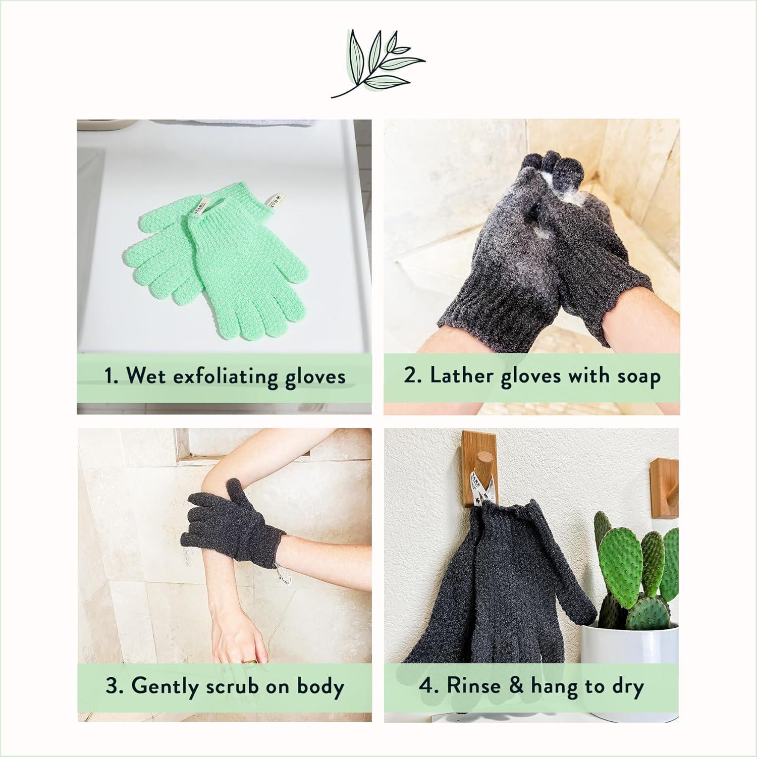 Guantes Exfoliantes de Ducha Bare Botanics Pack de 4 - Lavanda