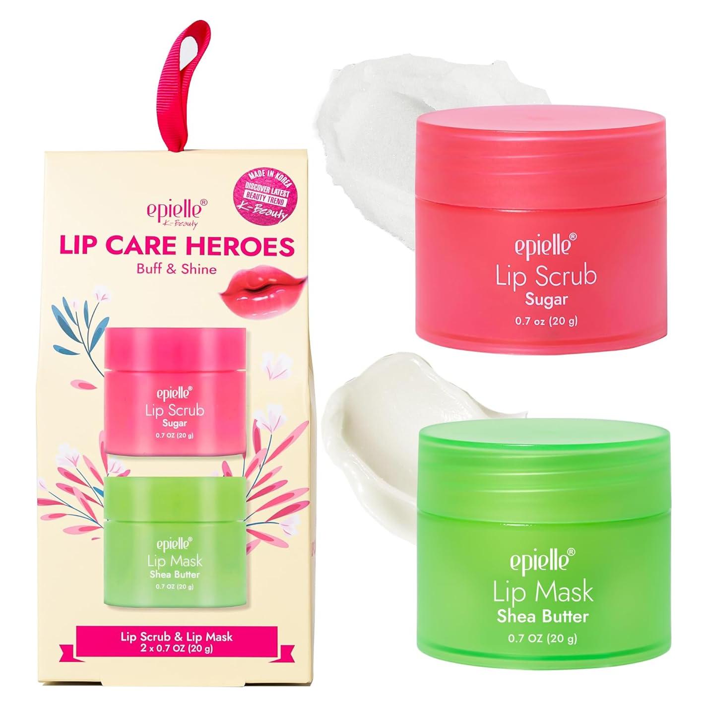 Kit de Cuidado Labial Epielle Buff & Shine - Exfoliante y Máscara