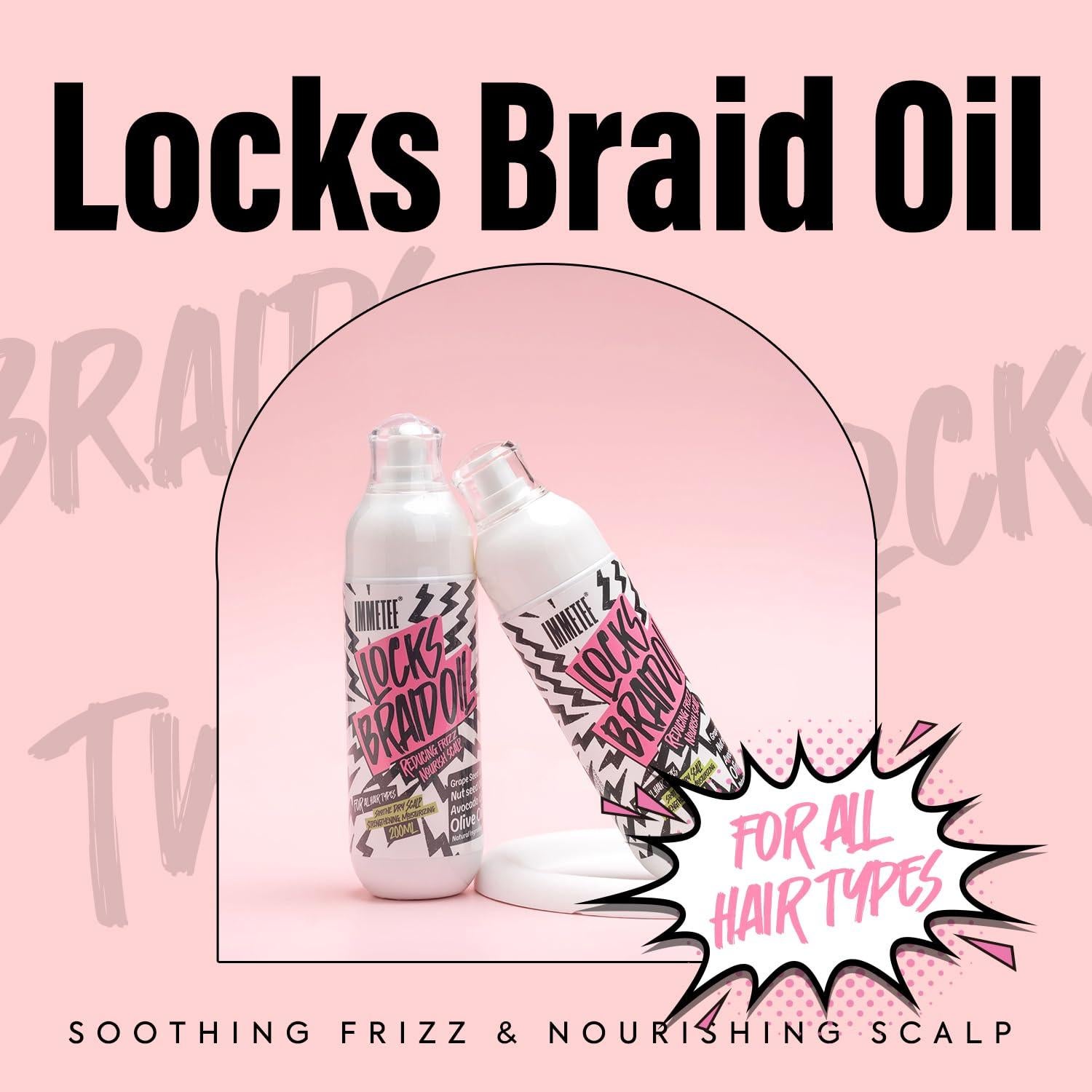 Aceite para Trenzas Immetee 200ml - Control de Frizz y Brillo