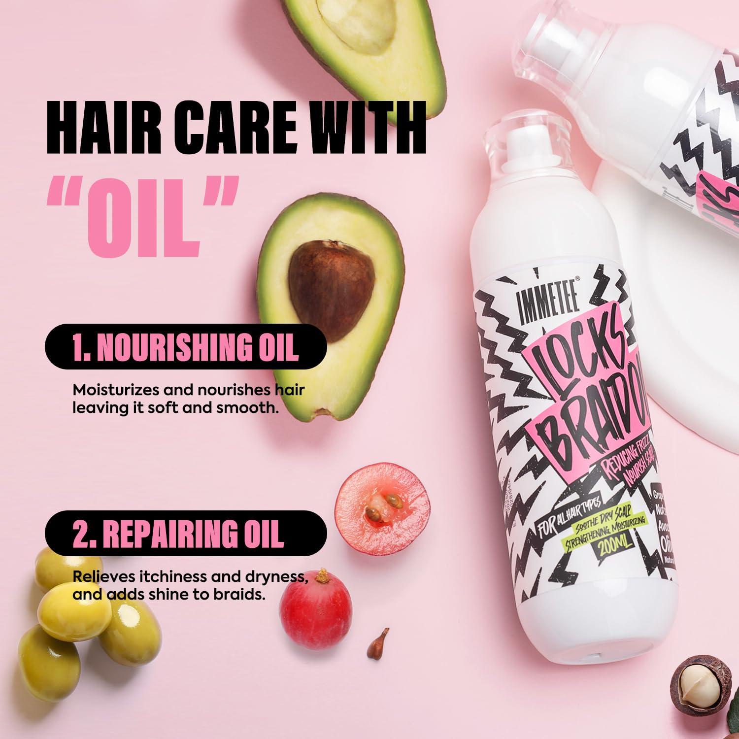 Aceite para Trenzas Immetee 200ml - Control de Frizz y Brillo