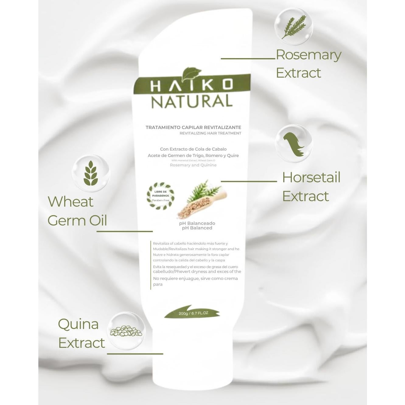 Tratamiento Capilar Revitalizante Haiko Natural 200g Sin Enjuague