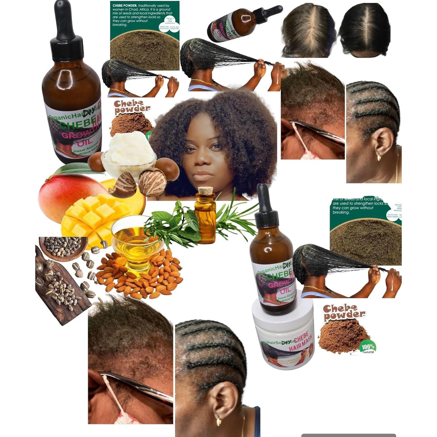 Conjunto Crecimiento Capilar Orgánico Chebe - Champú 933ml, Acondicionador 933ml, Crema 283ml, Aceite 113ml