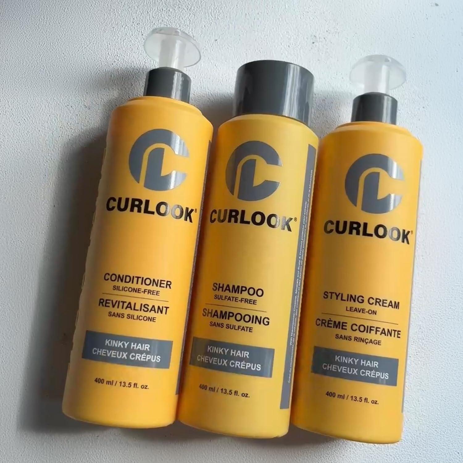 Set de Cuidado Cabello Rizado CURLOOK - Champú, Acondicionador y Crema 400ml