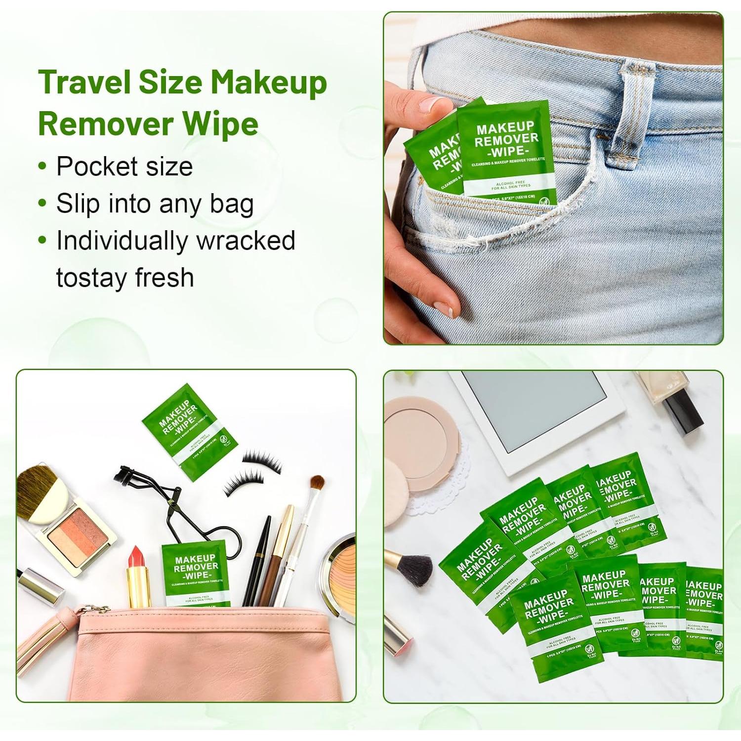 Paquete de 50 Toallitas Desmaquillantes Cydioa Viaje Verde