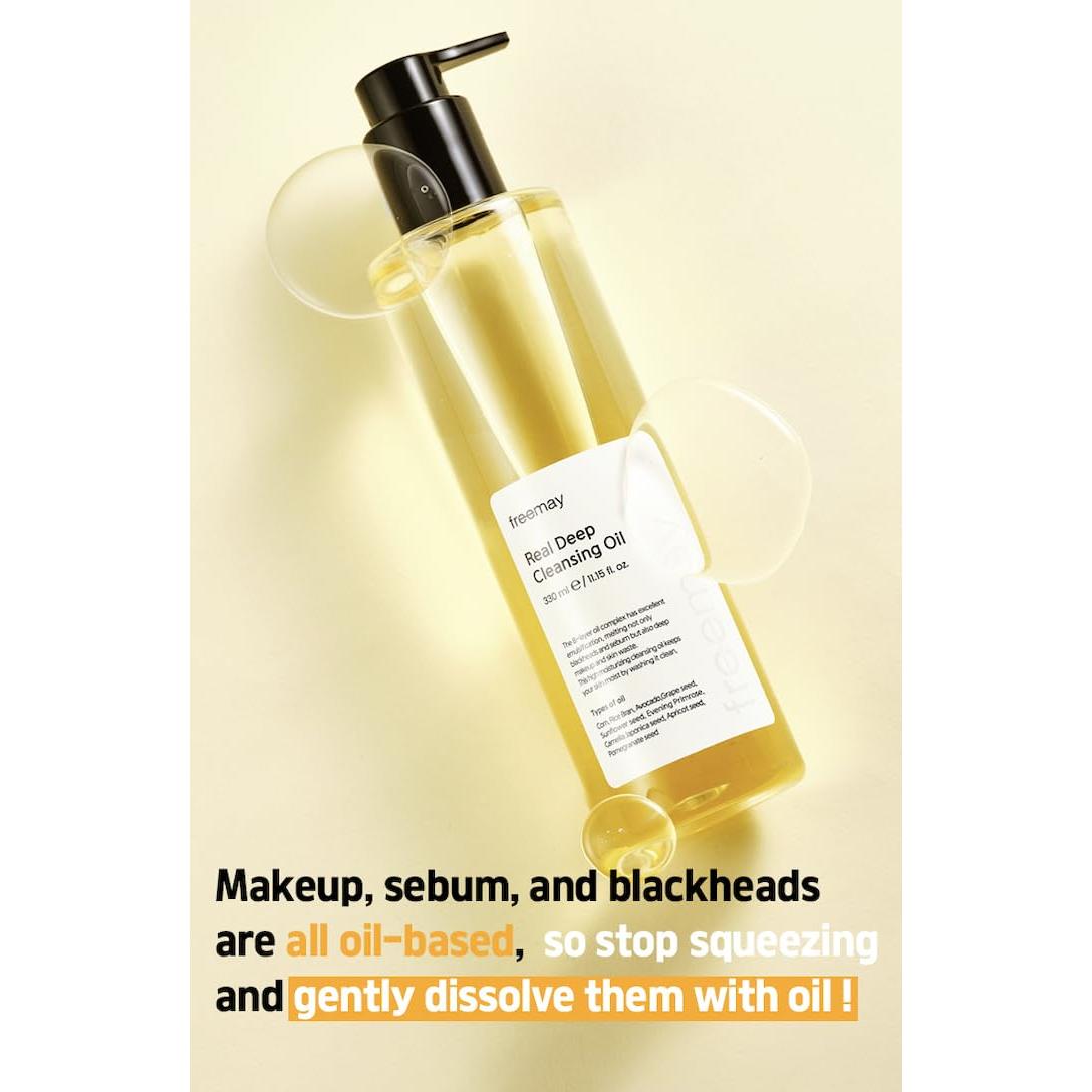 Aceite Limpiador Profundo Freemay 330ml - Maquillaje Resistente