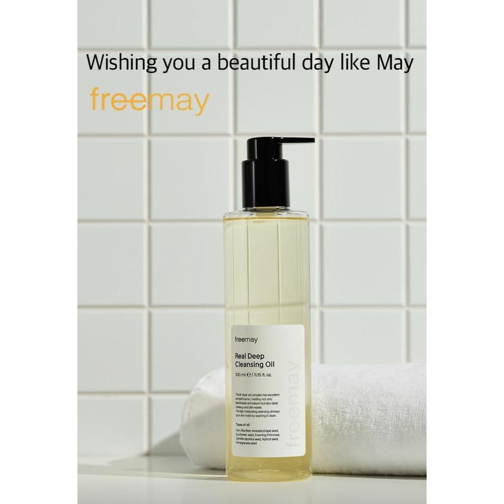 Aceite Limpiador Profundo Freemay 330ml - Maquillaje Resistente