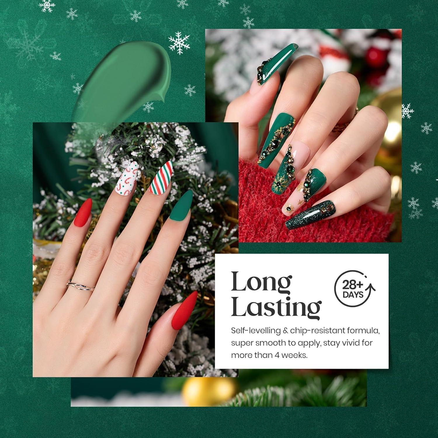 Set de Esmalte de Uñas Gel Navidad Beetles 6 Colores Verde