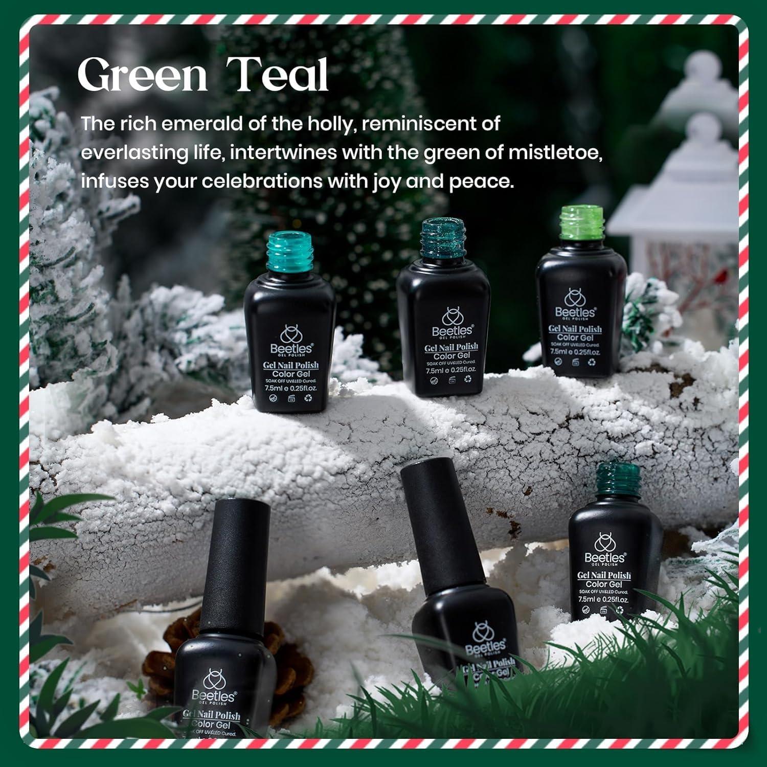Set de Esmalte de Uñas Gel Navidad Beetles 6 Colores Verde