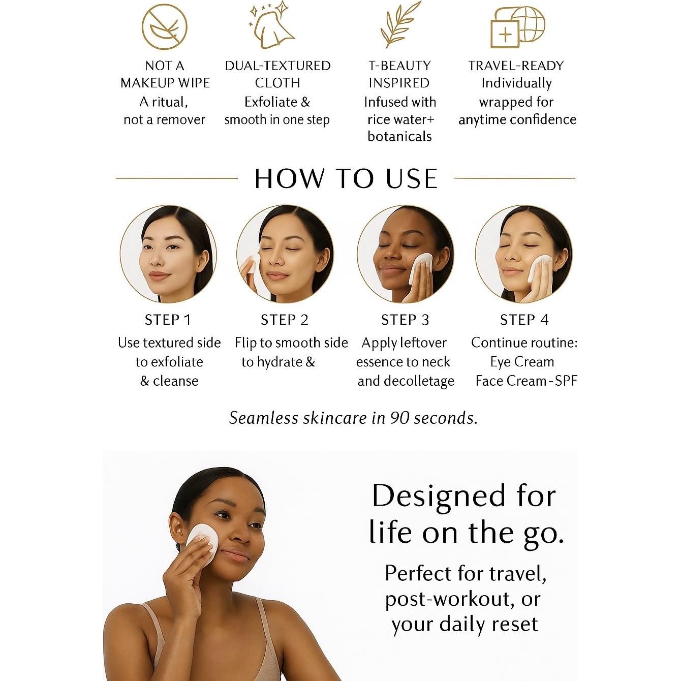 Toallitas Faciales SEON Reset & Jet - 50 Paños Limpiadores