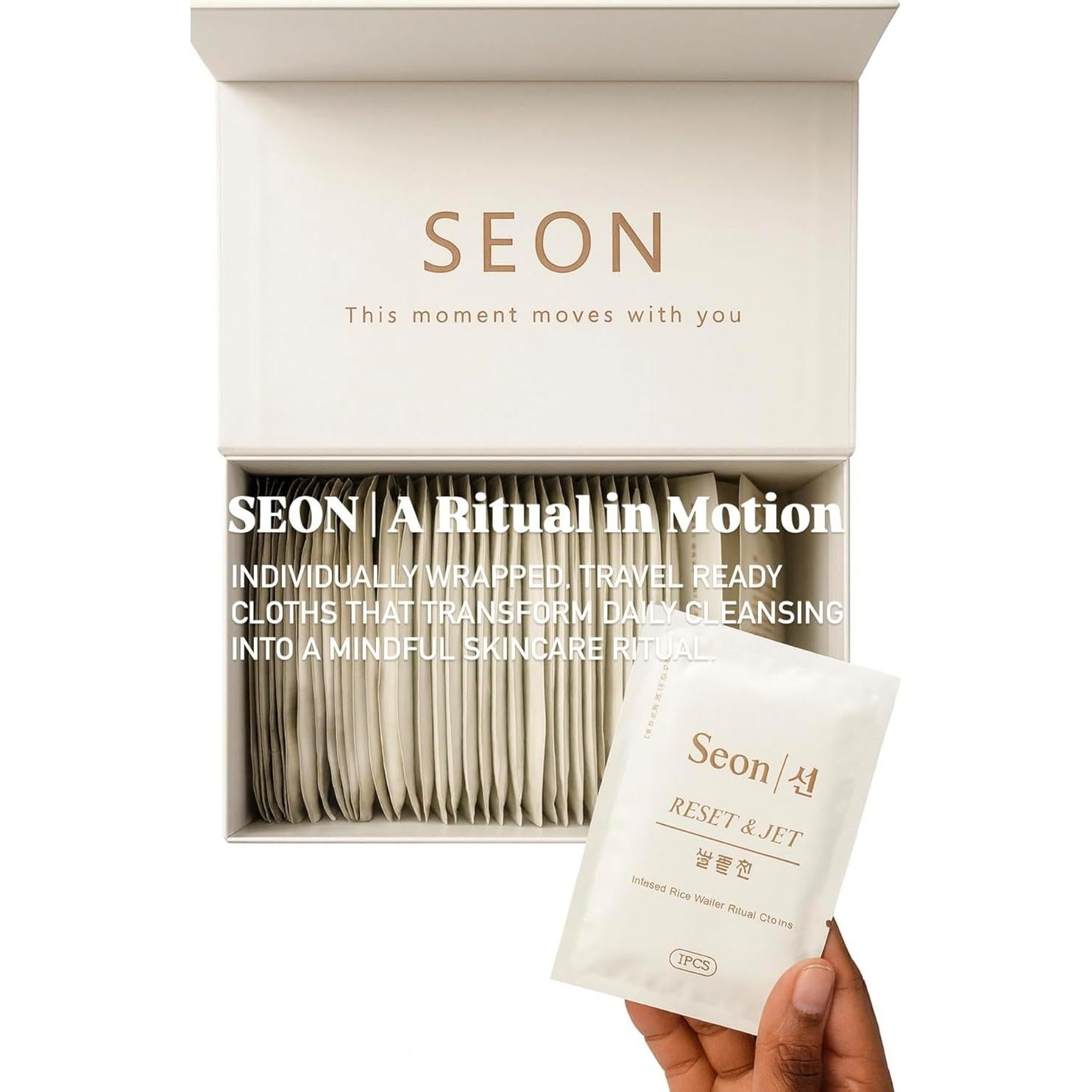 Toallitas Faciales SEON Reset & Jet - 50 Paños Limpiadores