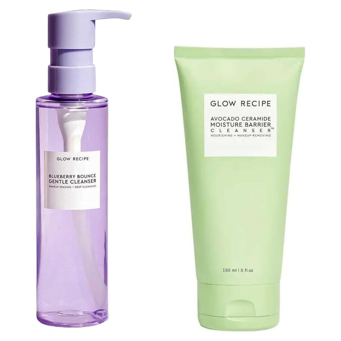 Duo de Limpieza Nutritiva Glow Recipe - Limpiador Arándano 160ml + Ceramida Aguacate 150ml