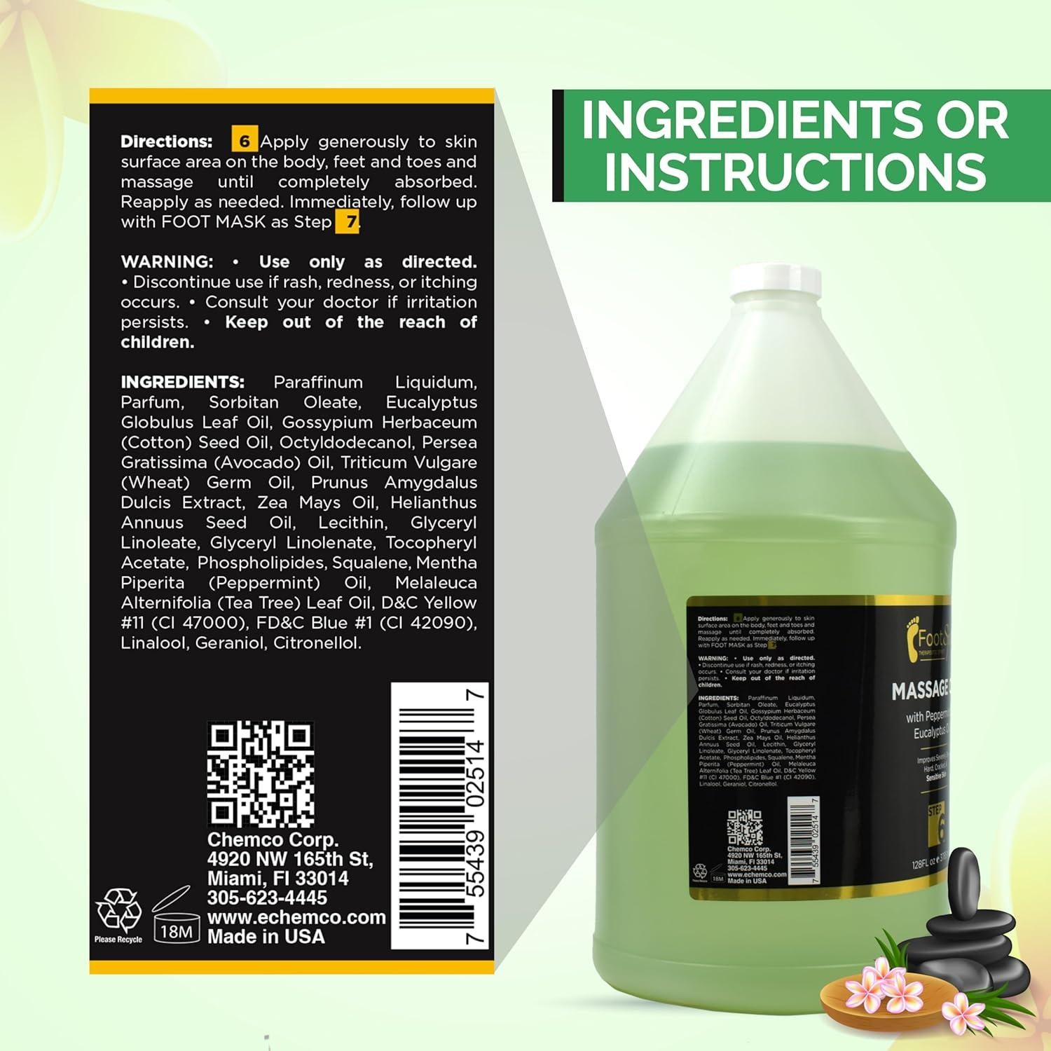 Aceite de Masaje Eucalipto Chemco 3.78L - Relajante y Nutritivo