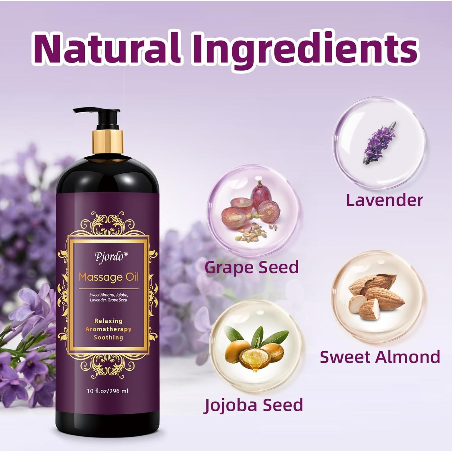 Aceite de Masaje de Lavanda Pjordo 295 ml Relajante