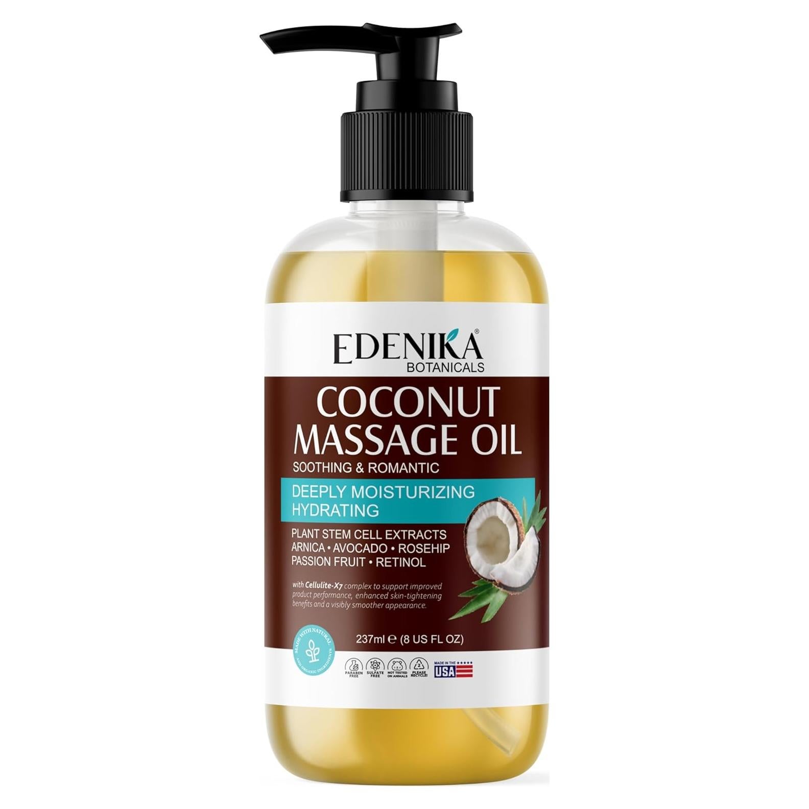 Aceite de Masaje de Coco Tropical Edenika 236.6 ml Hidratante