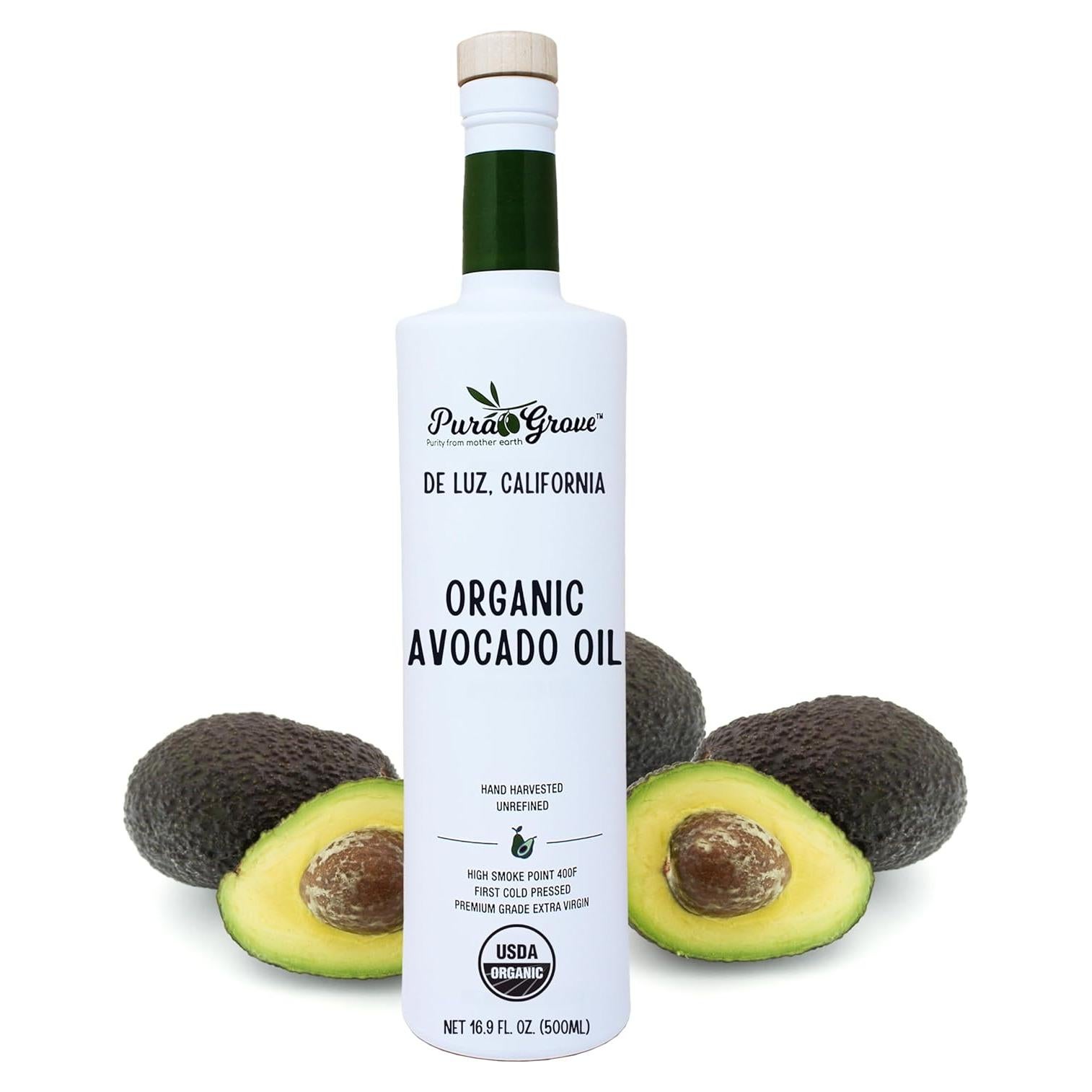 Aceite de Aguacate Orgánico Pura Grove 500ml Prensado en Frío
