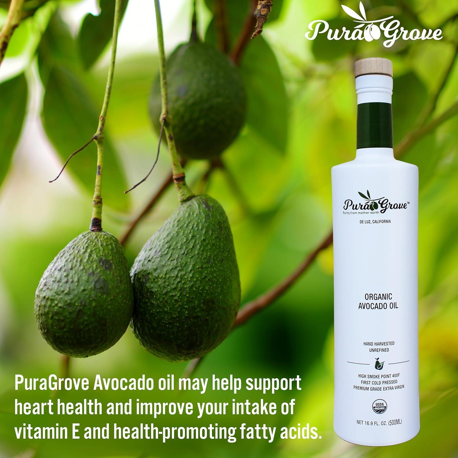 Aceite de Aguacate Orgánico Pura Grove 500ml Prensado en Frío