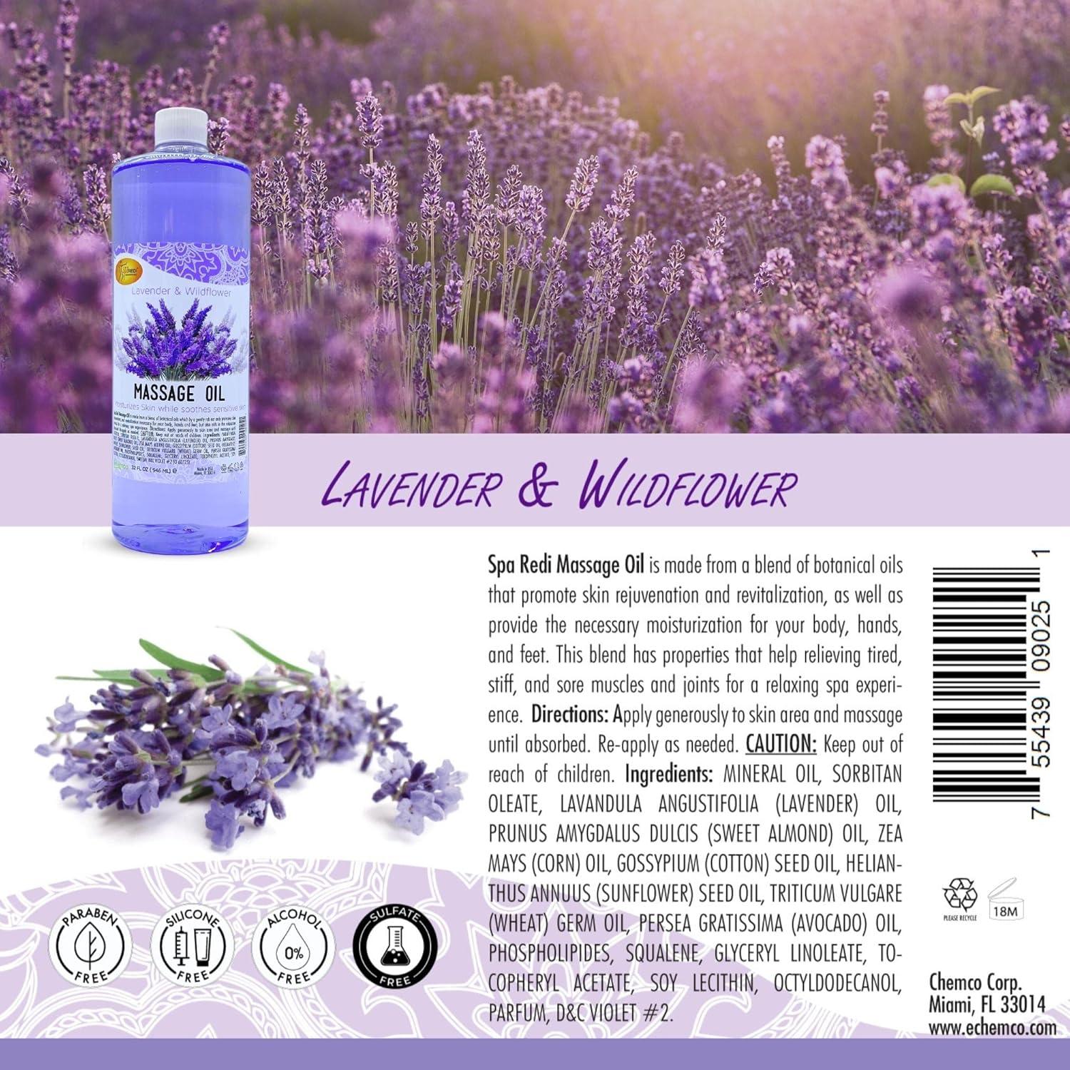Aceite de Masaje SPA REDI Lavanda 907 g - Relajante y Nutritivo