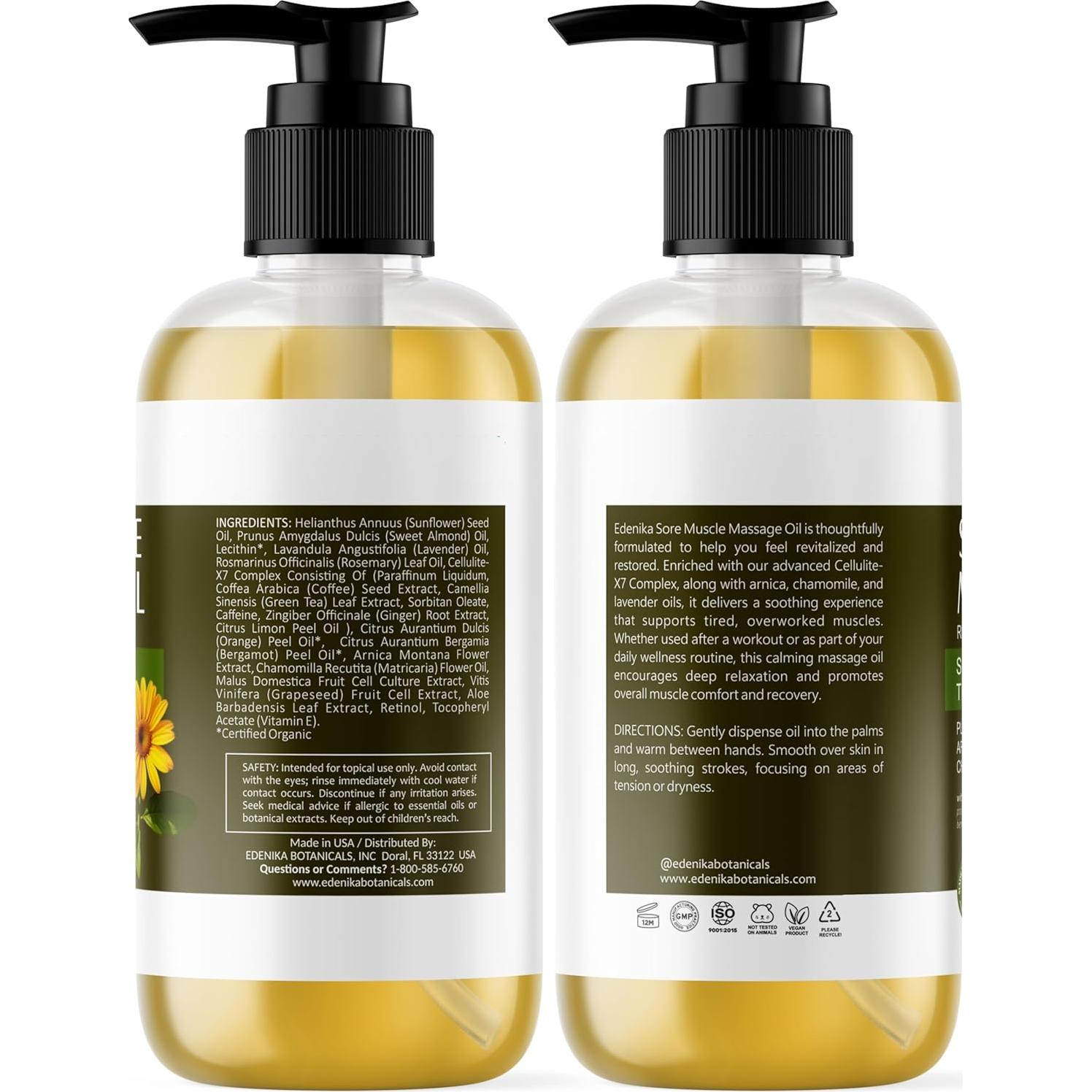 Aceite de Masaje Edenika para Alivio Muscular 2x283g