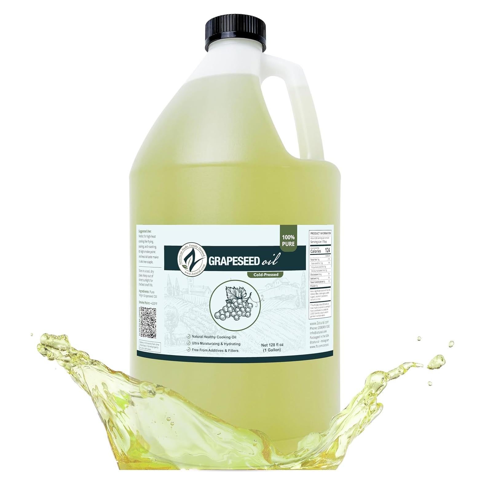 Aceite de Semilla de Uva Zatural 100% Puro 3.78L Prensado en Frío