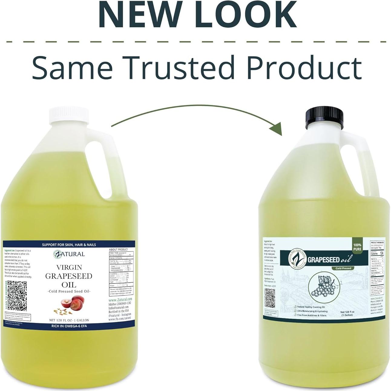 Aceite de Semilla de Uva Zatural 100% Puro 3.78L Prensado en Frío