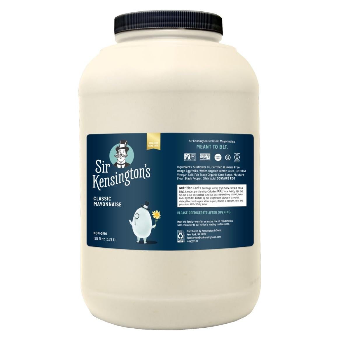 Mayonesa Clásica Sir Kensington 4 x 3.78L, Sin Gluten, No-OGM