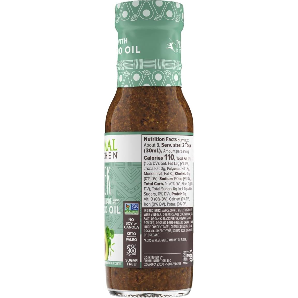 Aderezo de Ensalada Primal Kitchen Vinagreta Griega 226g