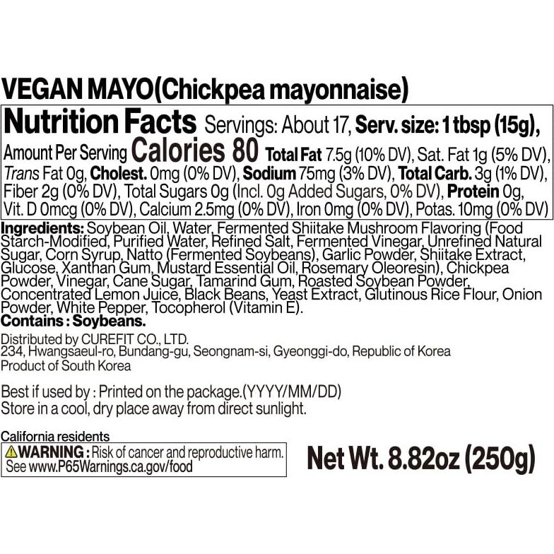 Mayonesa Vegana de Garbanzos VEGEBEAN 250 ml - Sin Huevos, Orgánica