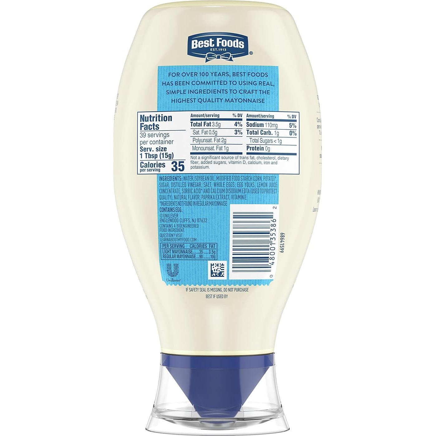 Mayonesa Ligera Mejores Alimentos 591 ml 60% Menos Grasa