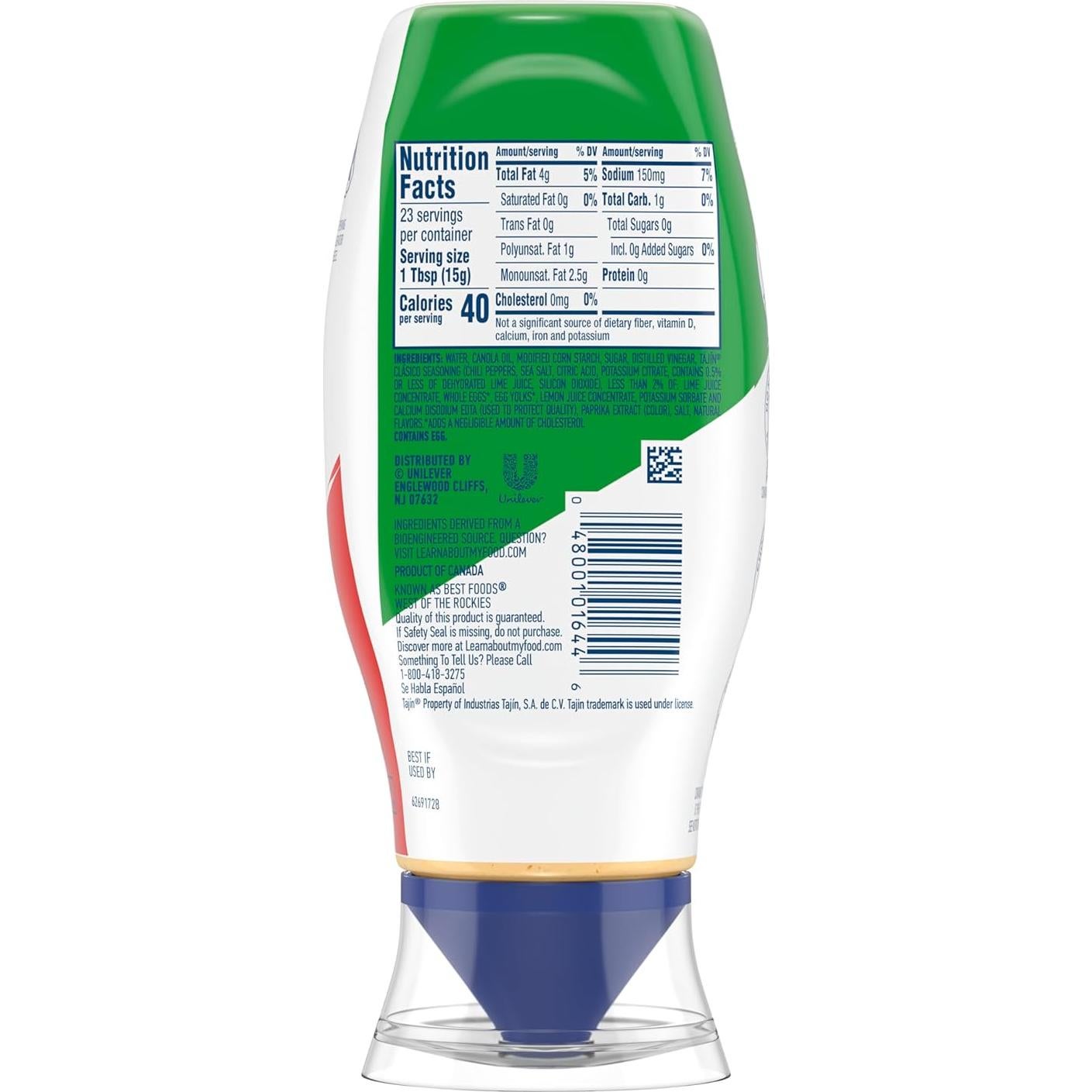 Aderezo de Mayonesa Hellmann's Chili Lima 326 g - Sin Sabores Artificiales