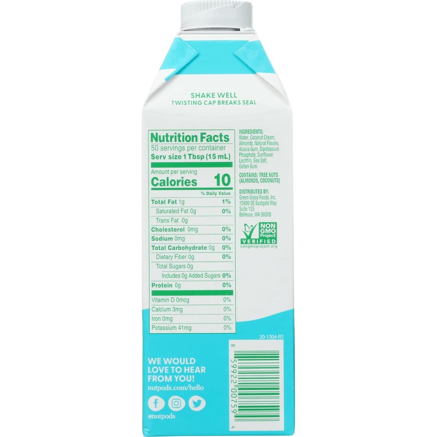 Crema de Almendra Caramelo + Coco NUTPODS 750 ml Sin Azúcar