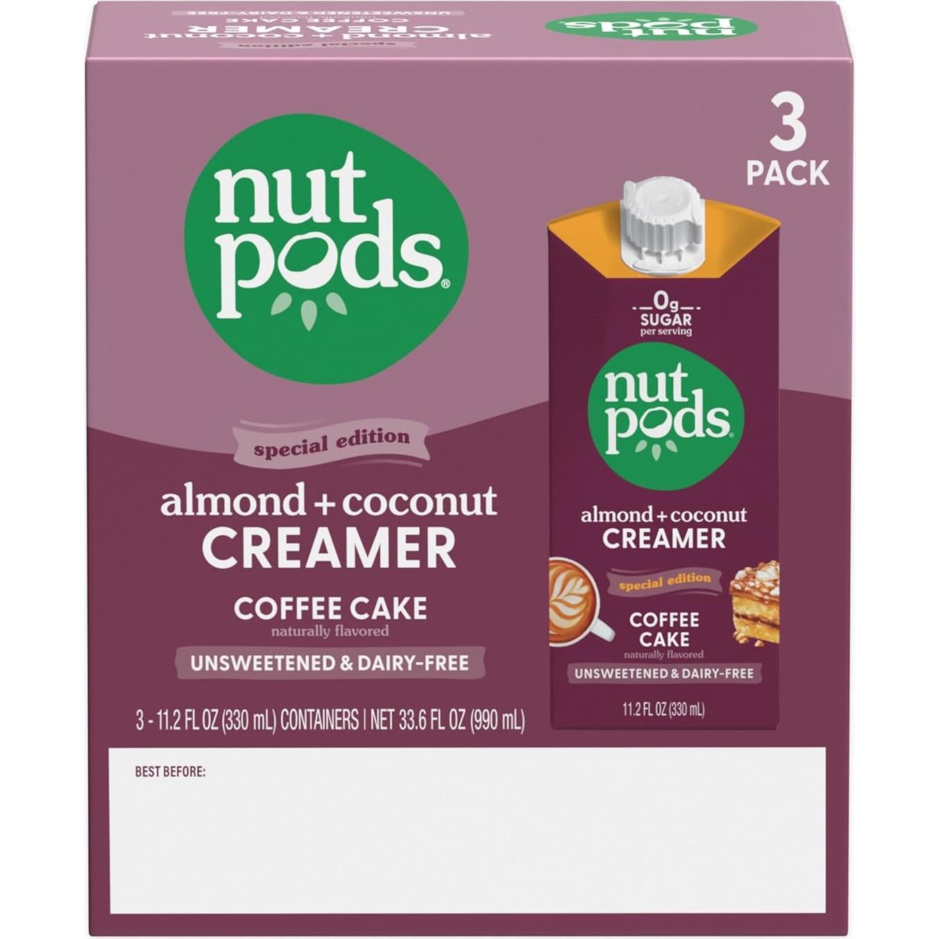 Crema de Café Sin Azúcar nutpods 3x11.2oz Vegana Keto