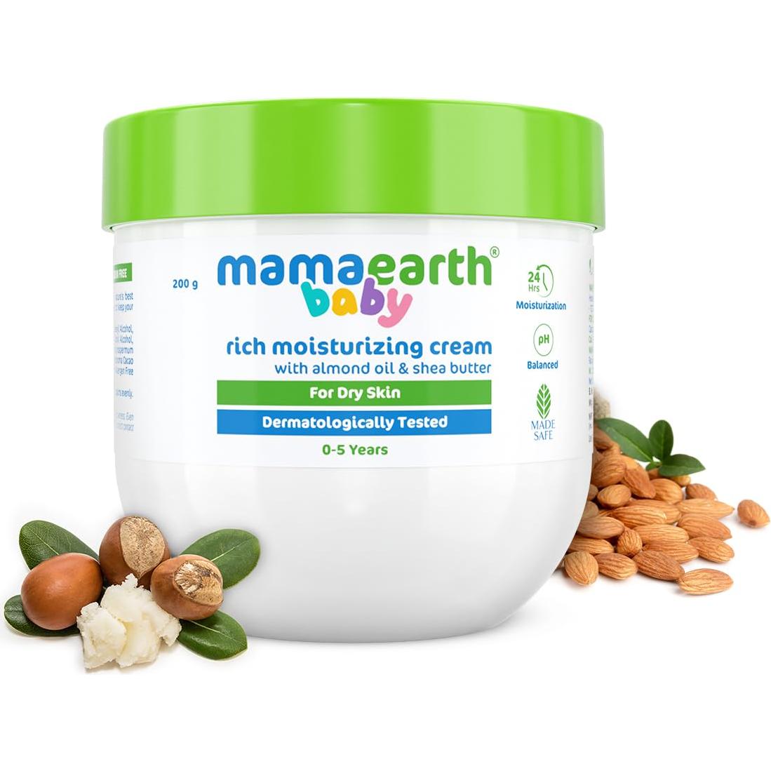 Crema Hidratante Mamaearth para Bebés 200g con Almendra y Karité