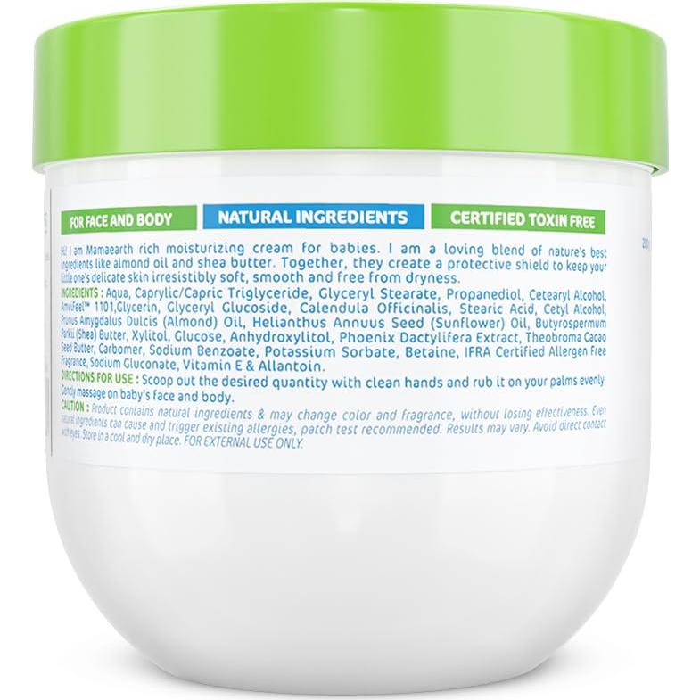 Crema Hidratante Mamaearth para Bebés 200g con Almendra y Karité