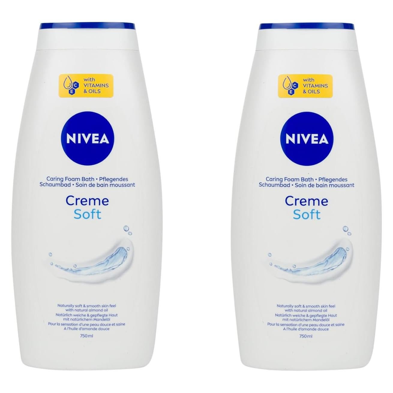 NIVEA Crema Suave Cuidado Baño 750 ml con Aceite de Almendra