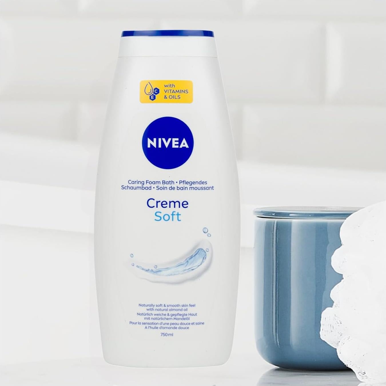 NIVEA Crema Suave Cuidado Baño 750 ml con Aceite de Almendra
