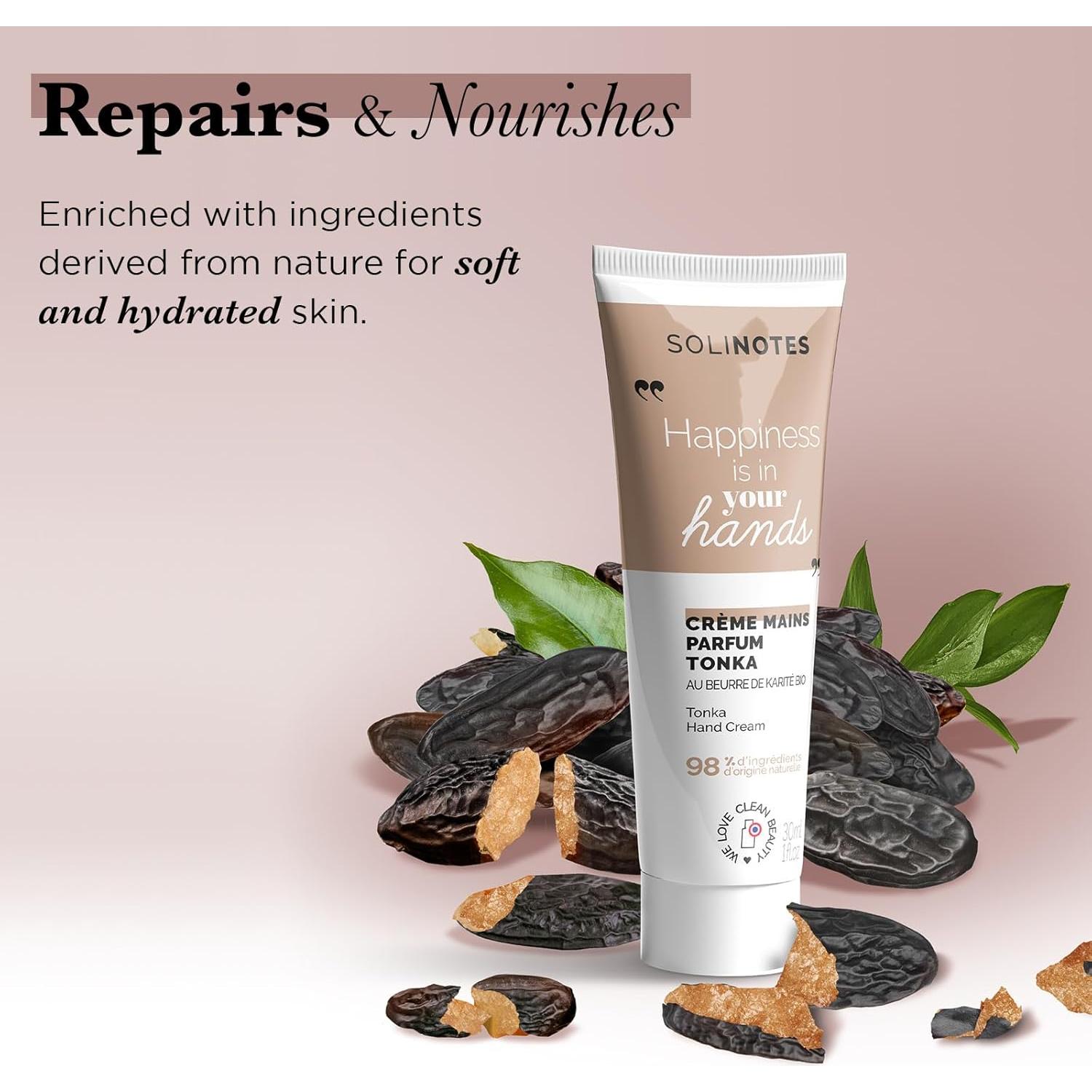 Crema de Manos Nutritiva Solinotes Tonka 30g - Hidratante con Karité