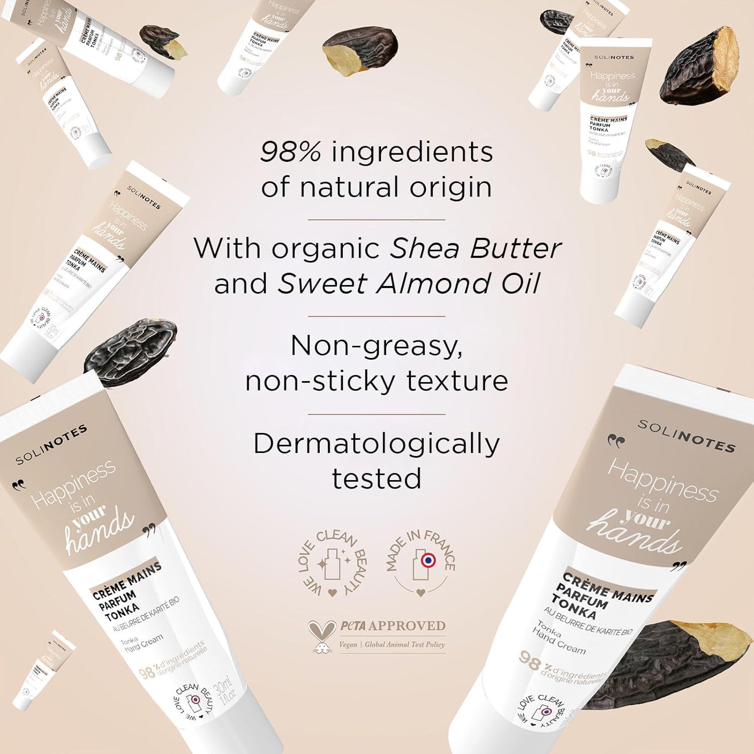 Crema de Manos Nutritiva Solinotes Tonka 30g - Hidratante con Karité