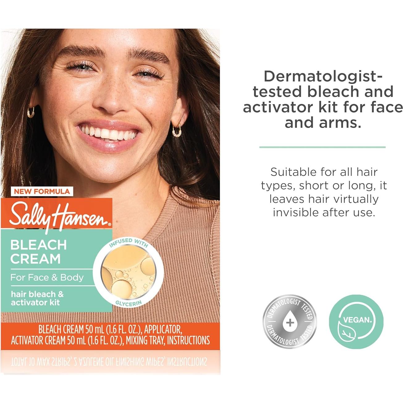 Crema de Blanqueo Sally Hansen Vegana para Cabello Facial y Corporal - Paquete de 2