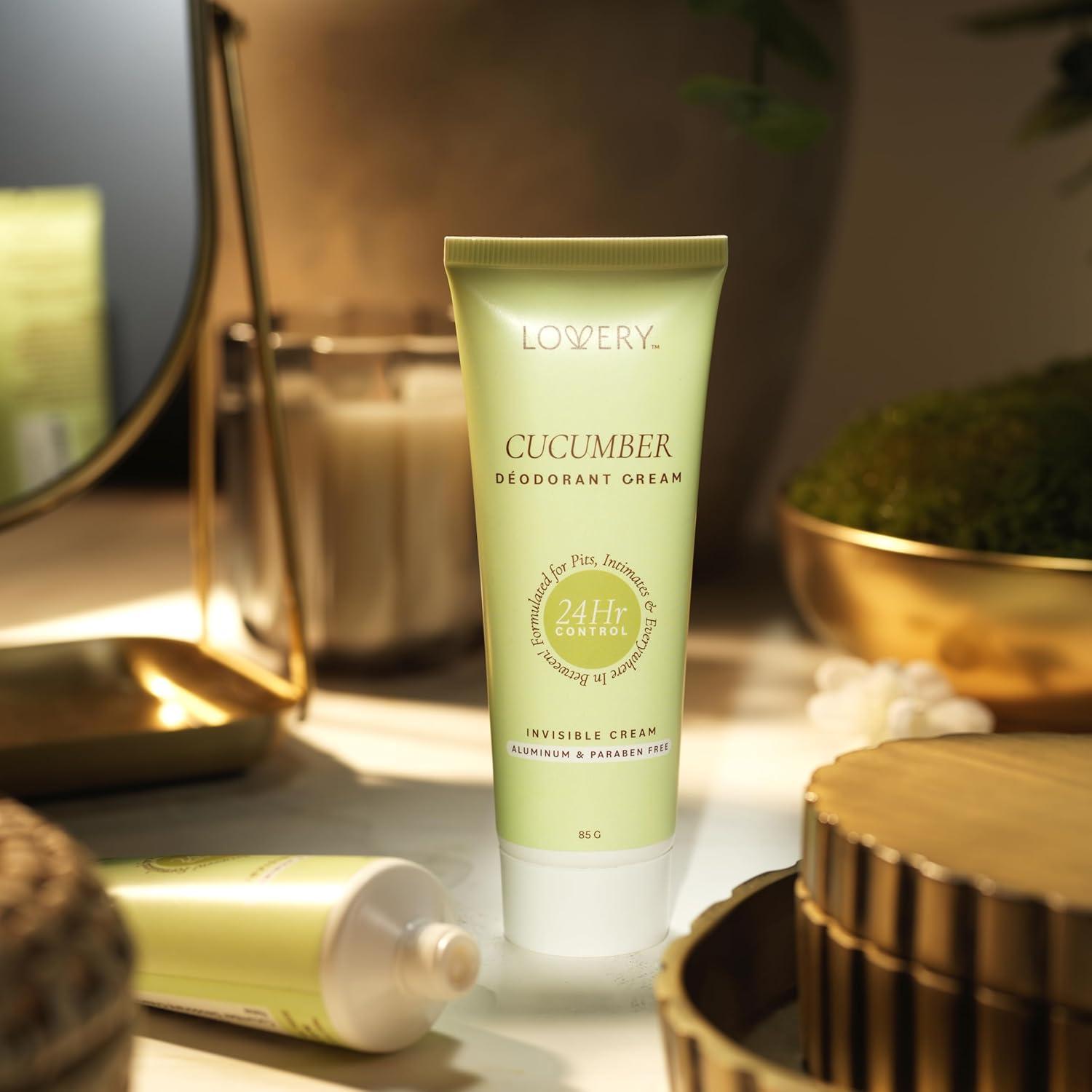 Crema Desodorante Corporal Lovery Pepino 85g - Paquete de 3