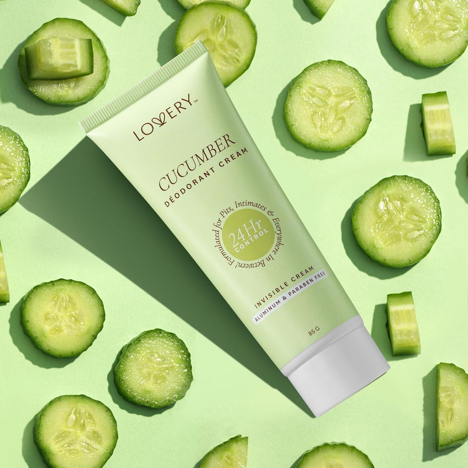 Crema Desodorante Corporal Lovery Pepino 85g - Paquete de 3