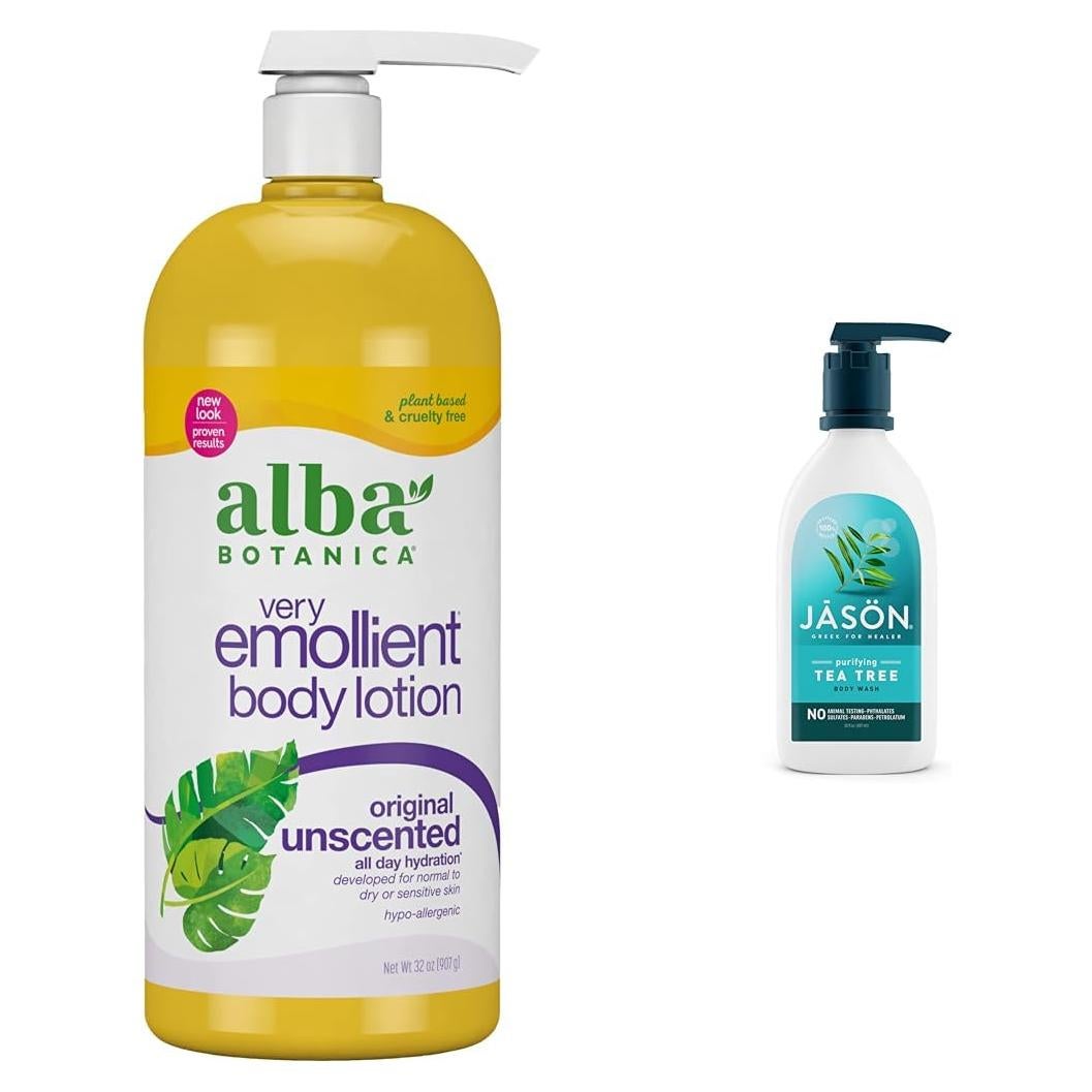 Loción Corporal Emoliente Alba Botanica 0.95L + Jabón Jason 0.89L