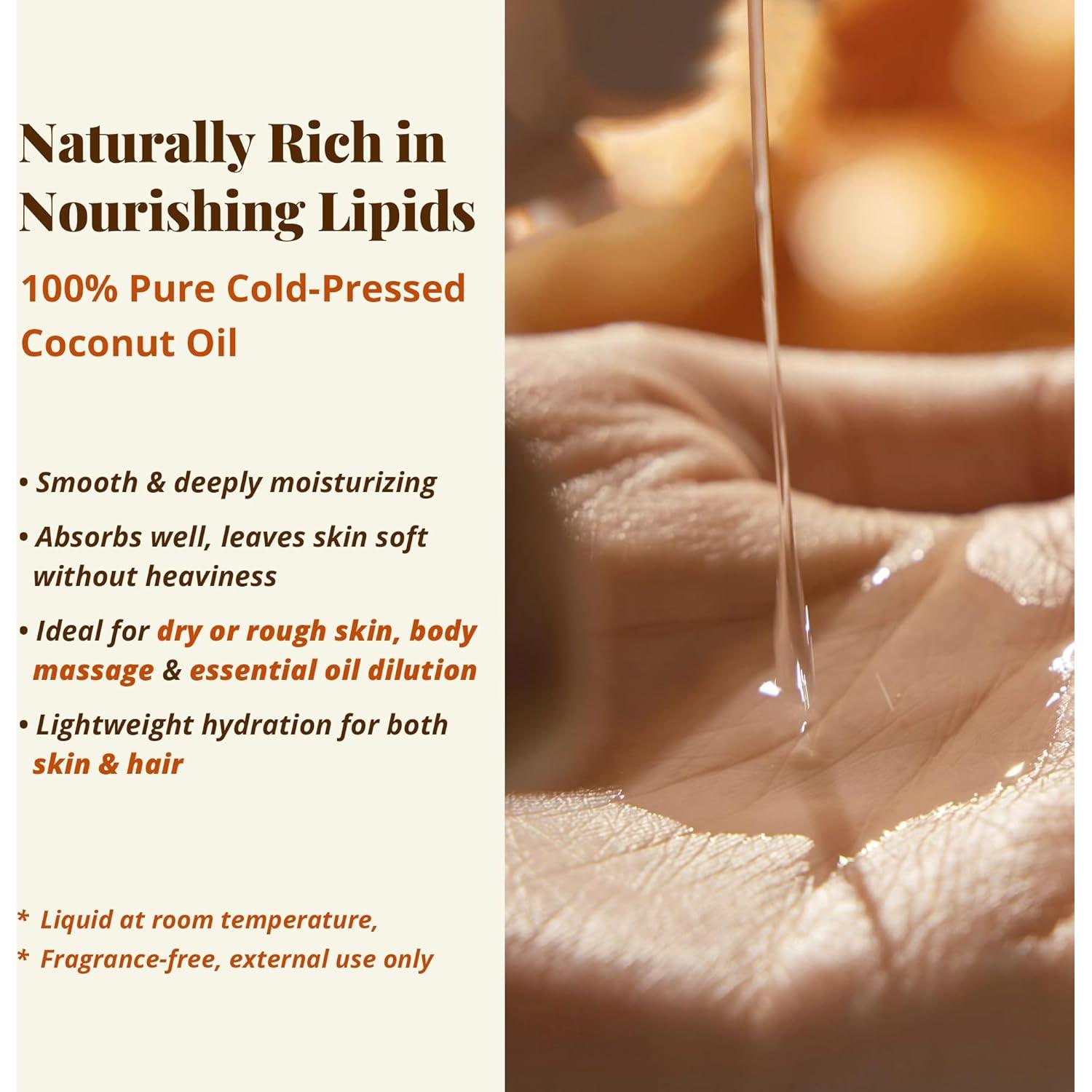 Aceite de Coco Virgen Puro 236 ml - Prensado en Frío Sin Aroma