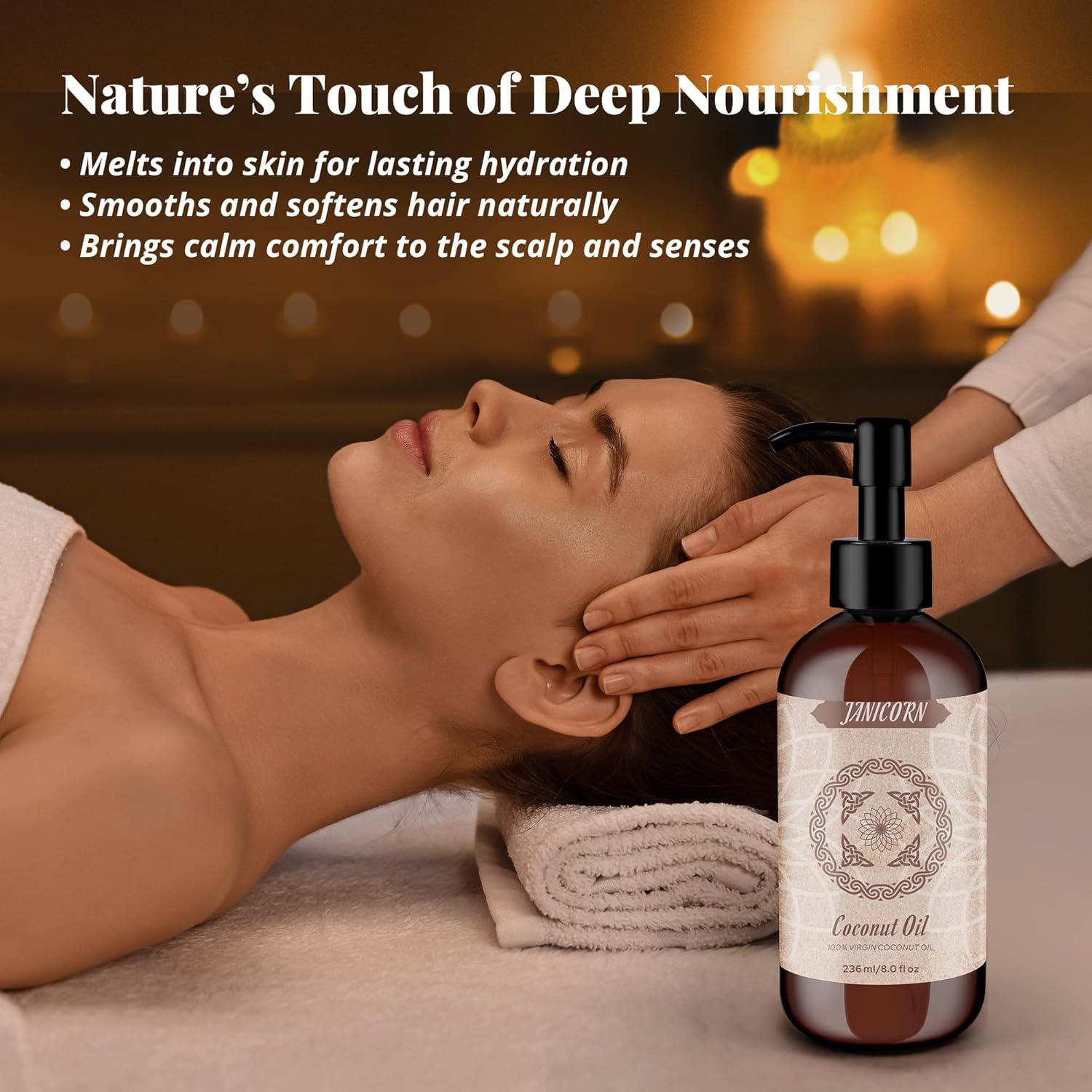 Aceite de Coco Virgen Puro 236 ml - Prensado en Frío Sin Aroma