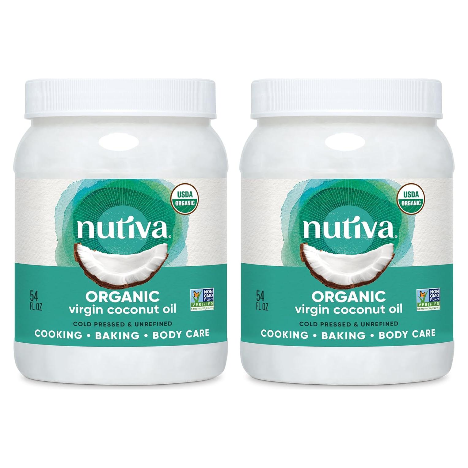 Aceite de Coco Orgánico Nutiva 54 oz Prensado en Frío Pack 2