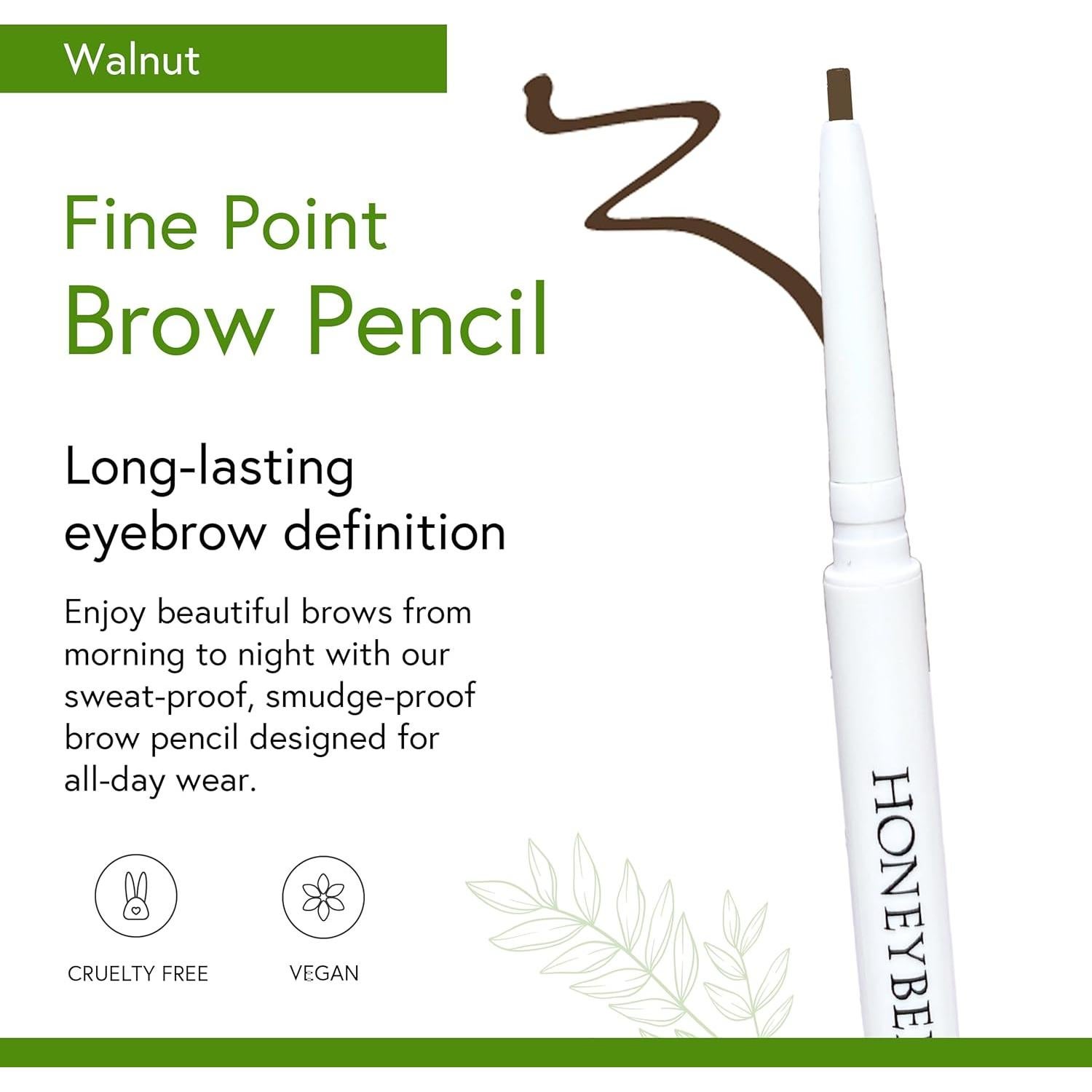 Lápiz de Cejas Honeybee Gardens Nogal 1.7mm Vegano Larga Duración